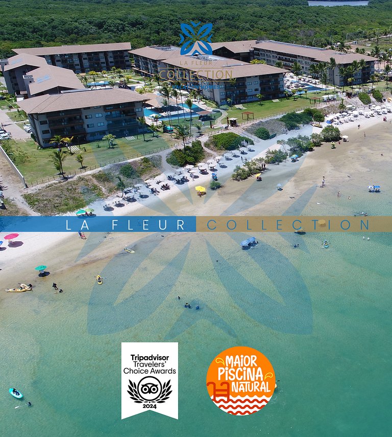 Apartamento frente mar com piscina em Resort