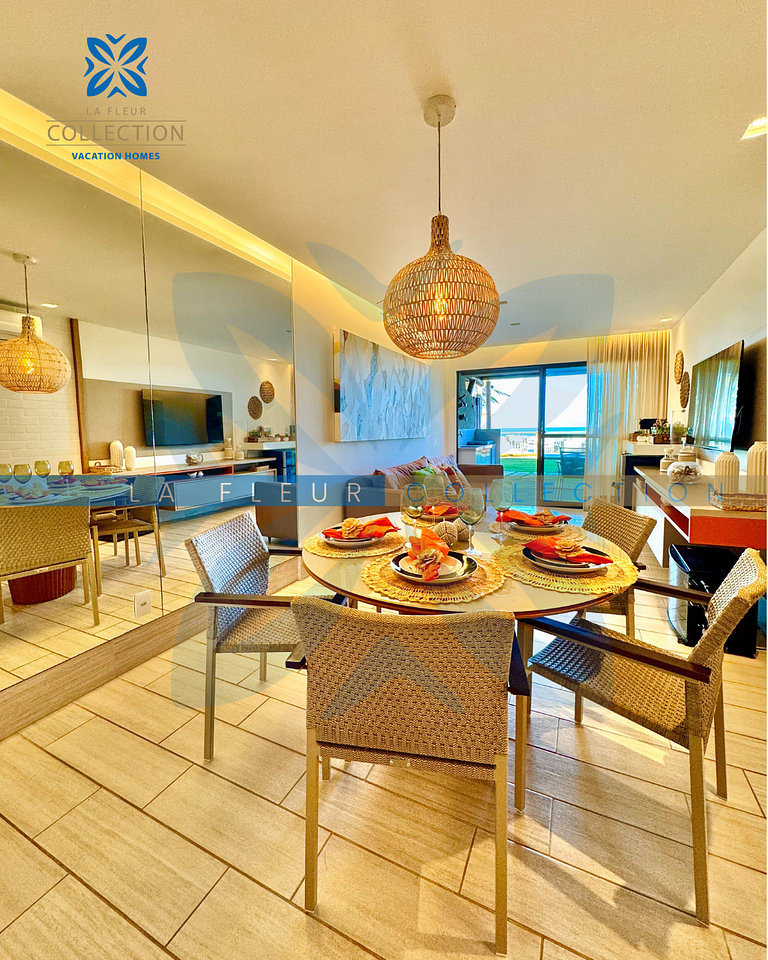 Apartamento frente mar com piscina em Resort