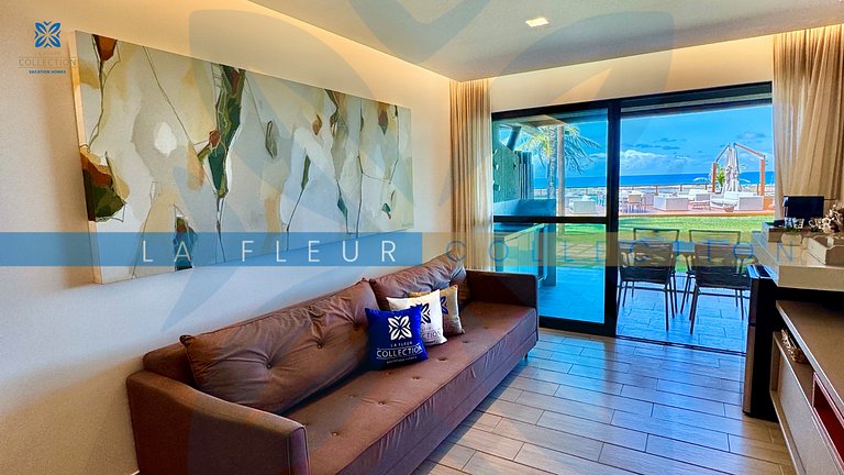 Apartamento frente mar com piscina em Resort