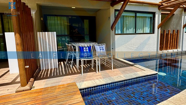 Apartamento com piscina vista jardim