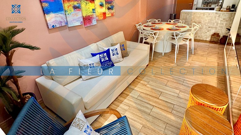 Apartamento com piscina vista jardim