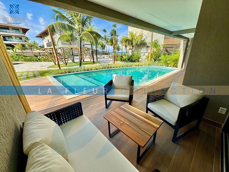 Luxo com Piscina Pé na areia no Samoa Villa Resort